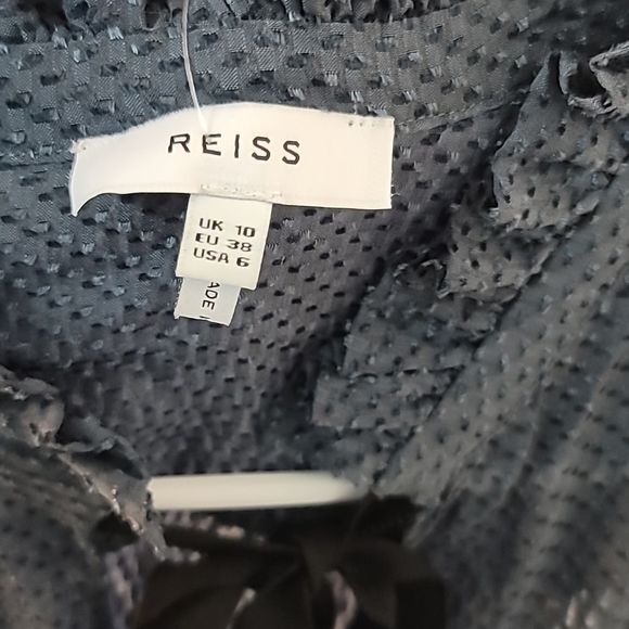 Reiss Jaquard Sheer Spotted Gray Black Top - Picture 8 of 8